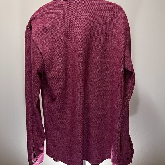 American Tall Men's Button Down Shirt Shacket Maroon Heather Knit M Tall - Picture 2 of 4